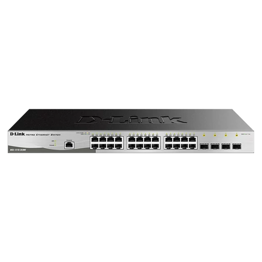 D-LINK Switch 24x1000Mbps (24xPOE) + 4xGigabit kombó SFP Menedzselhető Rackes (Metro), DGS-1210-28P/ME/E