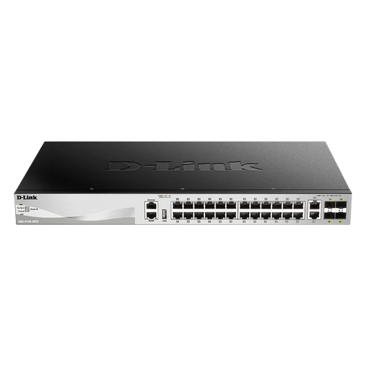D-LINK Switch 24x1000Mbps + 2xGigabit + 4xGigabit SFP+ Fémházas, Menedzselhető, DGS-3130-30TS/E