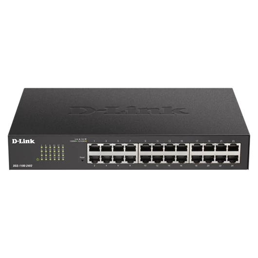 D-LINK Switch 24x1000Mbps Fémházas Menedzselhető Rackes, DGS-1100-24V2/E