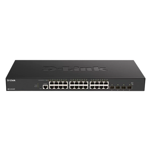 D-LINK Switch 24x10Gbps SFP+ + 4xGigabit Fémházas, Menedzselhető, DXS-1210-28S