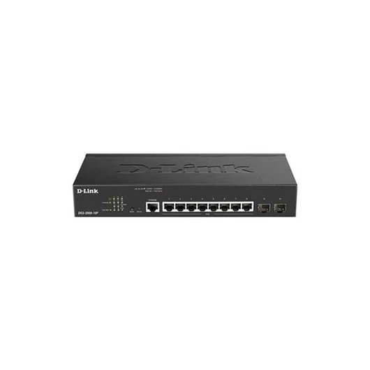 D-LINK Switch 8x1000Mbps(8xPOE) + 2xGigabit SFP Fémházas, Menedzselhető (65W POE), DGS-2000-10P