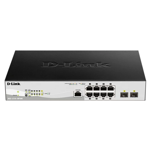 D-LINK Switch 8x1000Mbps (8xPOE) + 2xGigabit kombó SFP Menedzselhető Rackes (Metro), DGS-1210-10P/ME/E