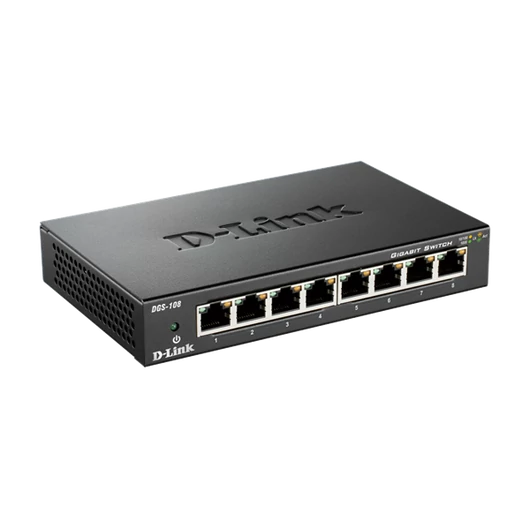 D-LINK Switch 8x1000Mbps Fémházas Asztali, DGS-108GL/E