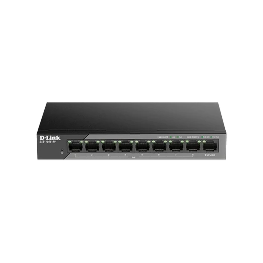 D-LINK Switch 8x100Mbps(8xPOE) + 1x100Mbps Uplink Fémházas, Surveillance, DSS-100E-9P