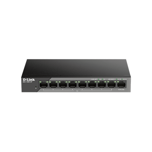 D-LINK Switch 8x100Mbps(8xPOE) + 1x100Mbps Uplink Fémházas, Surveillance, DSS-100E-9P