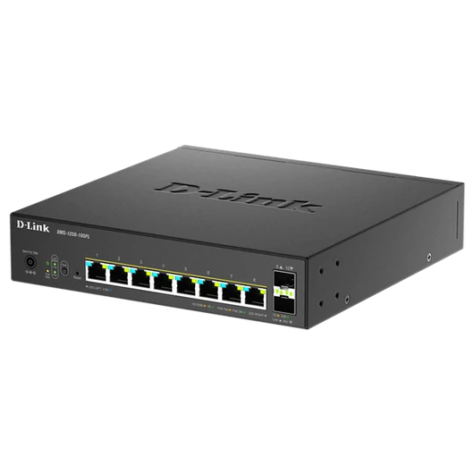 D-LINK Switch 8x2.5Gbps(POE) + 2xSFP+ Multi-Gigabit Fémházas Asztali, DMS-1250-10SPL/E