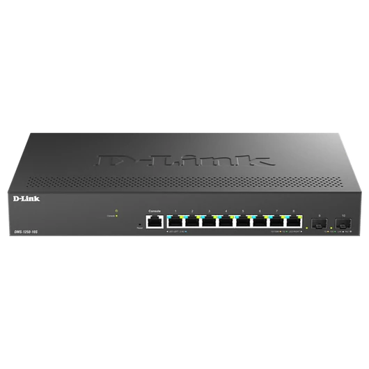 D-LINK Switch 8x2.5Gbps + 2xSFP+ Multi-Gigabit Fémházas Asztali, DMS-1250-10S/E