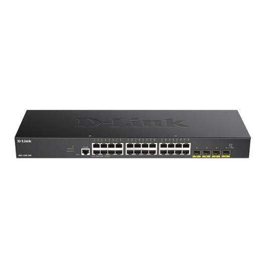 D-LINK Switch 24x1Gbps (24xPOE) + 4xGigabit SFP+ Menedzselhető Rackes, DGS-1250-28XMP/E