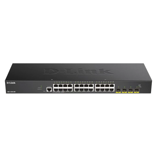 D-LINK Switch 24x1Gbps + 4xGigabit SFP+ Menedzselhető Rackes, DGS-1250-28X/E