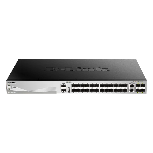 D-LINK Switch 24xGbitLan + 2xGigabit + 4xGigabit SFP+ 1xUSB Menedzselhető Rackes, DGS-3130-30S/E