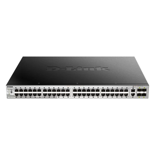 D-LINK Switch 48x1000Mbps (48xPOE) + 2xGigabit + 4xGigabit SFP+ Menedzselhető Rackes, DGS-3130-54PS/E