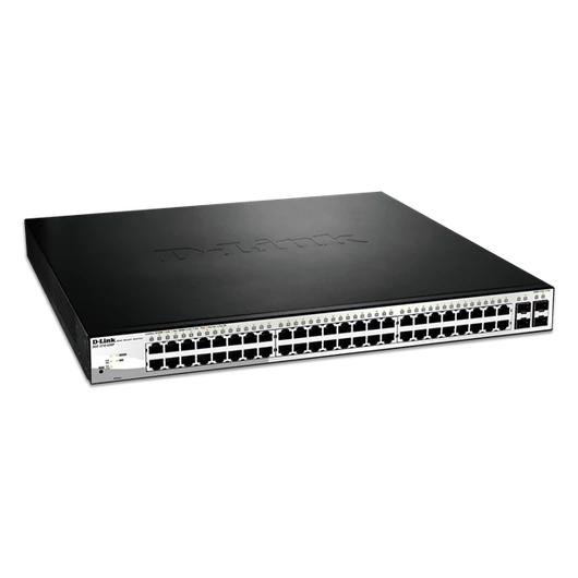 D-LINK Switch 48x1000Mbps (48xPOE) + 4xGigabit kombó SFP Menedzselhető Rackes, DGS-1210-52MP/E