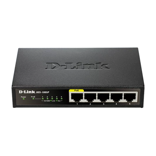 D-LINK Switch 5x100Mbps (4xPOE) Fémházas Asztali, DES-1005P/E