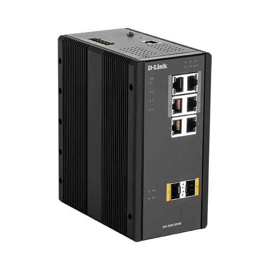 D-LINK Switch Ipari 6x1000Mbps (4xPOE) + 2xSFP Menedzselhető Rackes, DIS-300G-8PSW