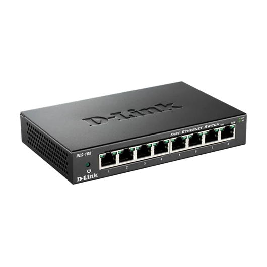 D-LINK Switch 8x100Mbps Fémházas Asztali, DES-108/E