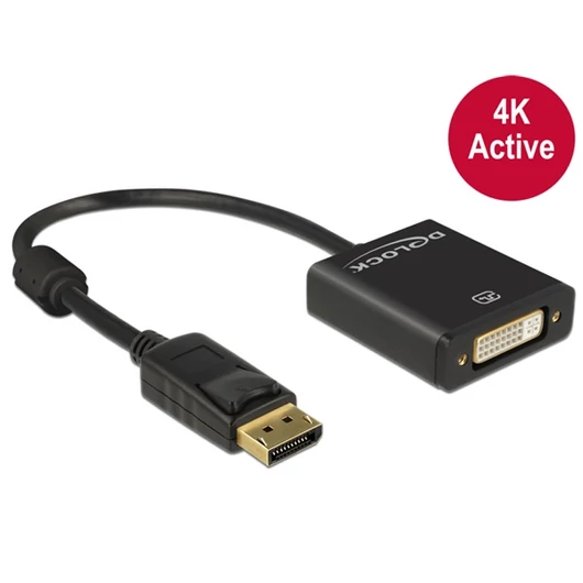 DELOCK Átalakító Displayport 1.2 male > DVI female 4K aktív fekete
