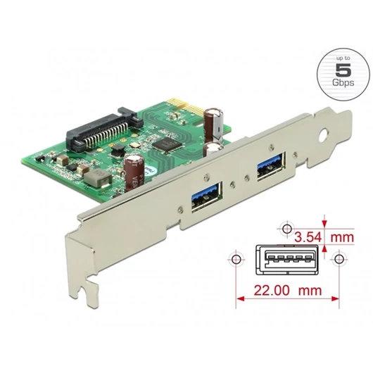 DELOCK PCI-E Bővítőkártya > 2x USB 3.0