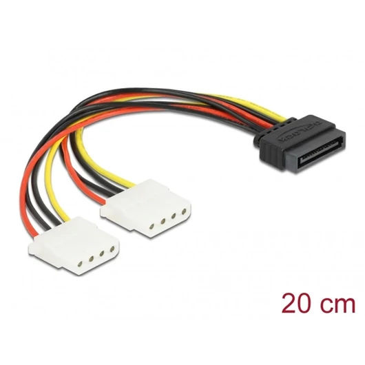 DELOCK Tápkábel SATA 15 pin > 2x 4 pin Molex female 20cm