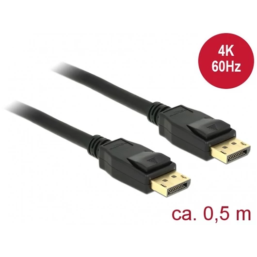 DELOCK kábel Displayport 1.2 male / male összekötő 4K 60Hz 0.5m
