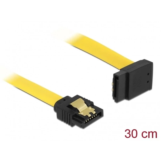 DELOCK kábel SATA 6 Gb/s egyenes-90 fok fel 30cm sárga