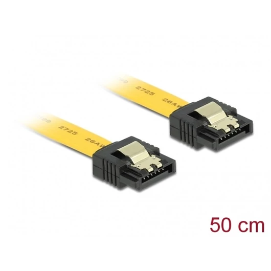 DELOCK kábel SATA 6 Gb/s egyenes 50cm sárga