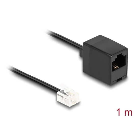 DELOCK kábel telefon RJ11 plug > RJ45 jack fekete 1m