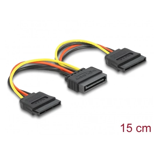 DELOCK Tápkábel SATA 15 pin male > 2x SATA HDD egyenes