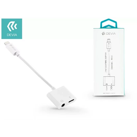 DEVIA LIGHTNING + 3.5 MM JACK ADAPTER EGYIDŐBEN TÖRTÉNŐ TÖLTÉSHEZ ÉS ZENEHALLGATÁSHOZ, FEHÉR