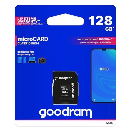 GOODRAM Memóriakártya MicroSDXC 128GB CL10 UHS-I + adapter