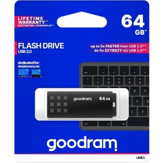 GOODRAM Pendrive 64GB, UME3 USB 3.1, Fekete