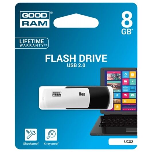GOODRAM Pendrive 8GB, UCO2 USB 2.0,Fekete-Fehér
