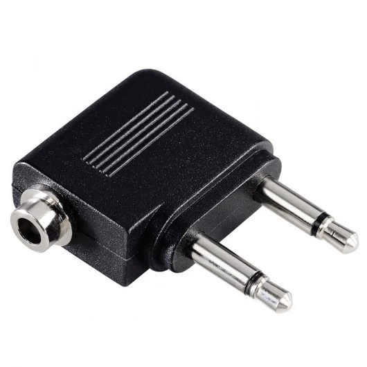 HAMA 43357, Repülőgép jack adapter; 2x3,5mm jack monó-3,5mm jack sztereó