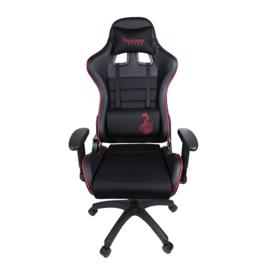 KONIX - DRAKKAR Berserk Gaming Szék Deréktámasszal, Fekete-Piros