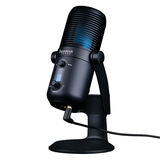 KONIX - DRAKKAR PC Fury Pro Asztali Streaming Mikrofon USB-s Tripod Állványnal, Fekete