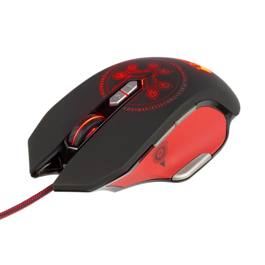 KONIX - DRAKKAR PC Heimdall Egér Vezetékes Gaming 4000DPI, Fekete-Piros