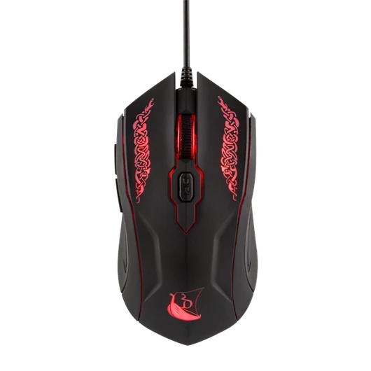 KONIX - DRAKKAR PC Shaman Egér Vezetékes Gaming 2000DPI, Fekete-Piros