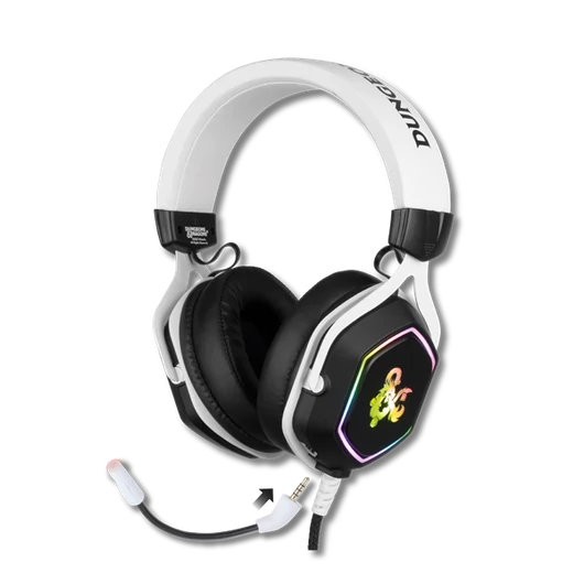 KONIX - DUNGEONS & DRAGONS "Rainbow" 7.1 Fejhallgató Vezetékes Gaming Stereo Mikrofon, Fehér-Fekete