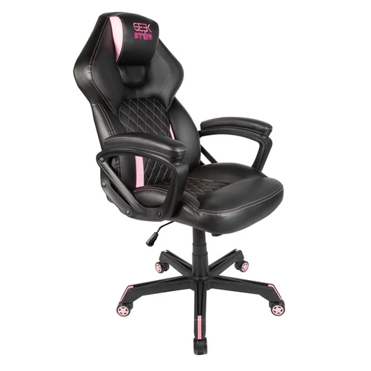 KONIX - GEEK STAR Onyx Gaming Szék Fejtámasszal, Fekete-Rózsaszín