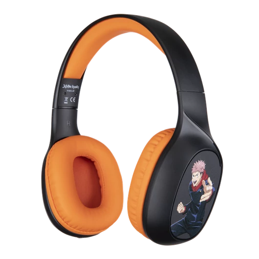 KONIX - JUJUTSU KAISEN 2.0 Fejhallgató Bluetooth Vezeték Nélküli Gaming Stereo Mikrofon, Fekete-Narancs