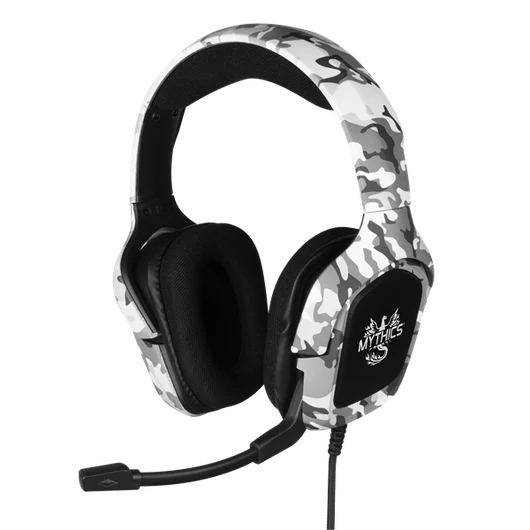 KONIX - MYTHICS Ares Camo Fejhallgató Vezetékes Gaming Stereo Mikrofon, Fehérterepmintás