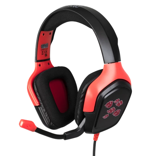 KONIX - NARUTO "Akatsuki" 2.0 Fejhallgató Vezetékes Gaming Stereo Mikrofon, Fekete-Piros