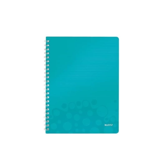LEITZ Spirálfüzet, A4, kockás, 80 lap,"Wow", jégkék