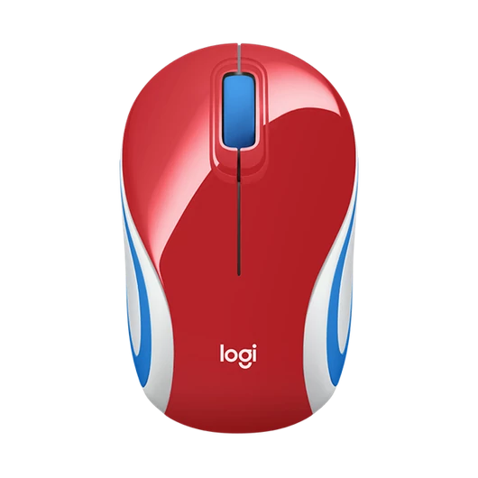 LOGITECH Egér - M187 Vezeték Nélküli Optikai Nano, Piros