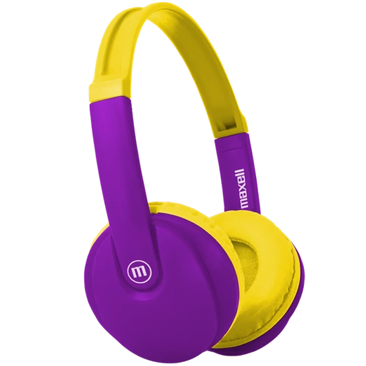 MAXELL Fejhallgató, HP-BT350 BT, gyerekeknek, headset, integrált mikrofon, Bluetooth & 3.5mm Jack, sárga-lila