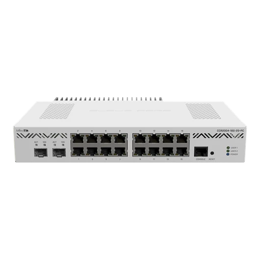 MIKROTIK Vezetékes Cloud Core Router 16x1000Mbps + 2x10Gbit SFP+, Fémházas, Rackes - CCR2004-16G-2S+PC