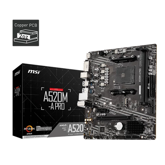 MSI Alaplap AM4 A520M-A PRO AMD A520, mATX