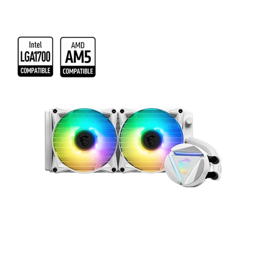 MSI CPU hűtő Coreliquid 240R V2 ARGB (vízhűtés), Univerzális, Fehér