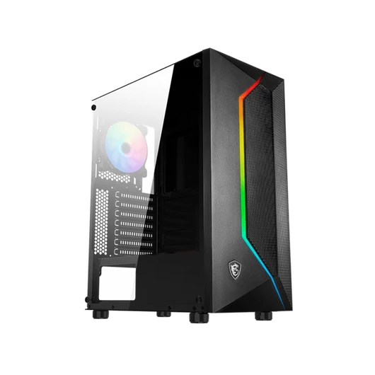 MSI Ház Midi ATX VAMPIRIC 100R, 2x120mm ventilátor, Tápegység nélkül, üvegfalú, fekete