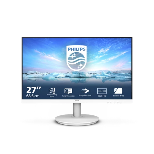 PHILIPS IPS monitor 27" 271V8AW, 1920x1080, 16:9, 250cd/m2, 4ms, HDMI/VGA, hangszóró, fehér