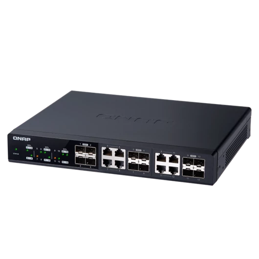 QNAP Switch QSW-M1208-8C 12-port, 4x10GbE SFP+, 8x10GbE SFP+/RJ45 Combo, Web menedzselt